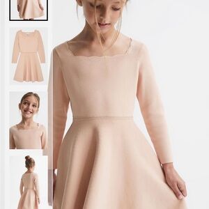 Reiss Pale Pink Marnie Junior Square Neck Knitted Dress